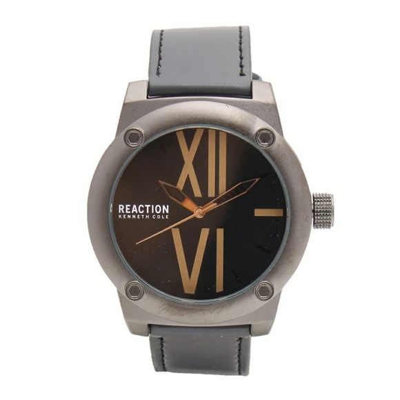 SOLD. Kenneth Cole Reaction Leather Strap Analog Watch - Picture 2 of 3